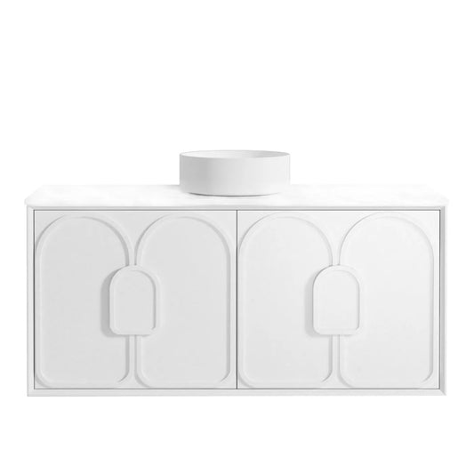 Otti Laguna Mark II 1200mm Matte White Wall Hung Vanity (Ultra Deluxe Stone Top, Silica Free Pure White, Semi Drill)