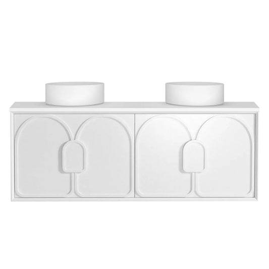 Otti Laguna Mark II 1500mm Matte White Wall Hung Vanity (Ultra Deluxe Stone Top, Silica Free Pure White, Semi Drill)