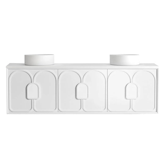 Otti Laguna Mark II 1800mm Matte White Wall Hung Vanity (Ultra Deluxe Stone Top, Silica Free Matte White, Semi Drill)