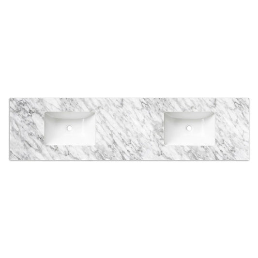 Otti Laguna Mark II 1800mm Matte White Wall Hung Vanity (Under Mount Stone Top, Natural Carrara Marble)