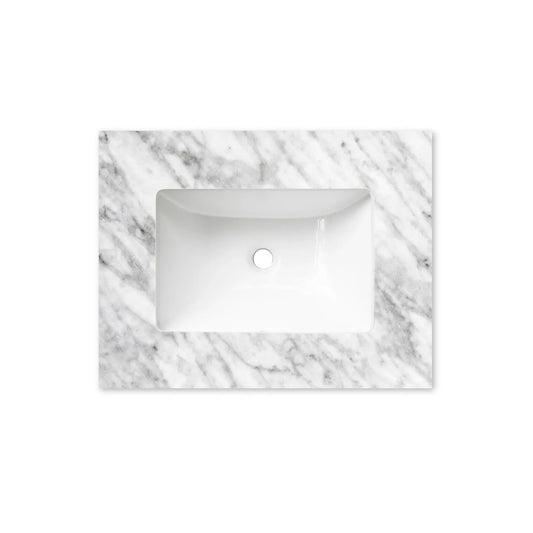 Otti Laguna Mark II 600mm Black Oak Wall Hung Vanity (Under Mount Stone Top, Natural Carrara Marble)