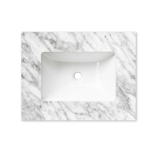 Otti Laguna Mark II 600mm Woodland Oak Wall Hung Vanity (Undermount Stone Top, Natural Carrara Marble)