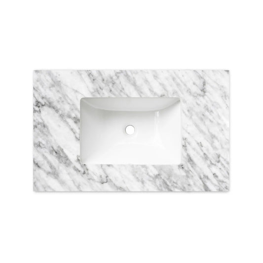 Otti Laguna Mark II 750mm Matte White Wall Hung Vanity (Under Mount Stone Top, Natural Carrara Marble)