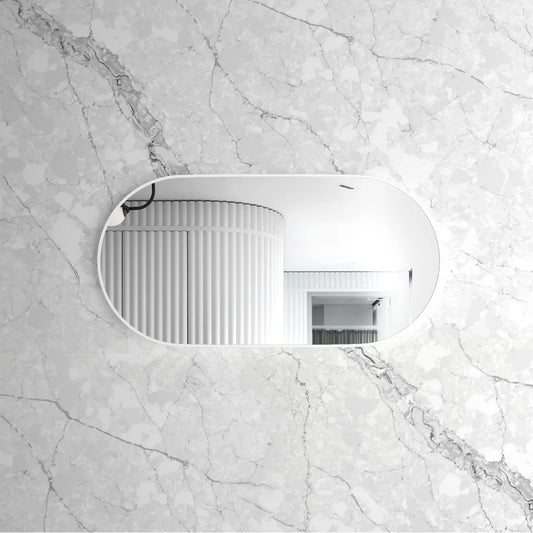 Otti Noosa 1200(W)x600(H) White Metal Frame Tuffi Mirror