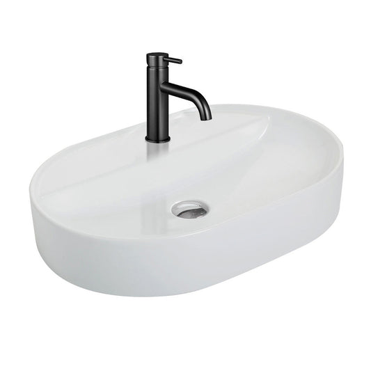 Argent Grace 600 Oval Above Counter Basin 1 Tap Hole White