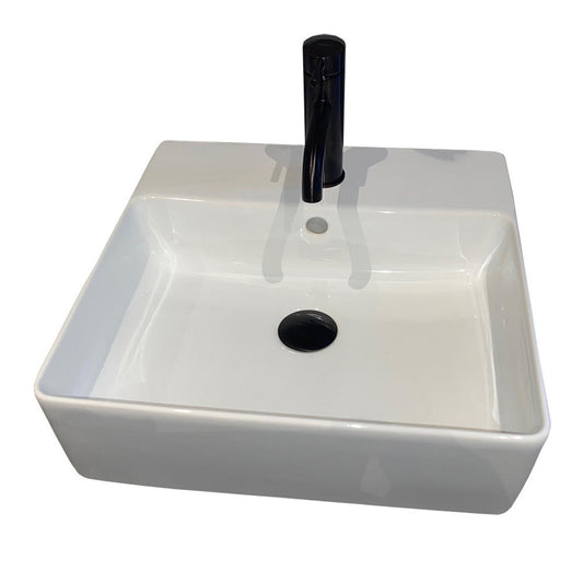 Argent Grace Neu 420 Counter Top Basin With Overflow 1 Tap Hole Square White