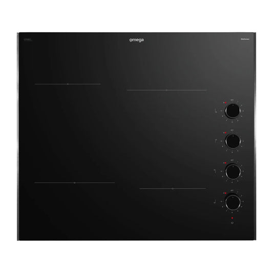 Omega 60cm Ceramic Cooktop Knob Controls Black