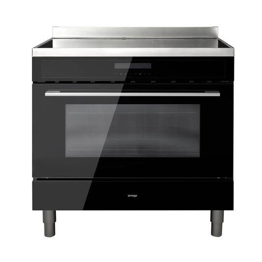 Omega 90cm Freestanding Cooker with Induction Cooktop Black