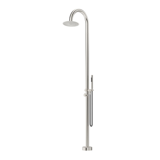 Bella Vista Mica Gooseneck Freestanding Outdoor Shower Brushed Nickel