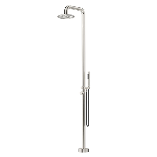 Bella Vista Mica Soft Square Freestanding Outdoor Shower Brushed Nickel