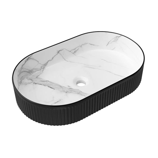 Otti Kensington Oval Basin Matte Black & Matte White Carrara