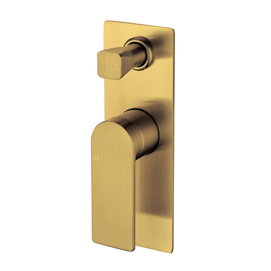 Caspian Wall Mixer With Diverter Brushed Gold