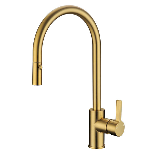 Cylindro Pull Out Sink Mixer Brushed Gold
