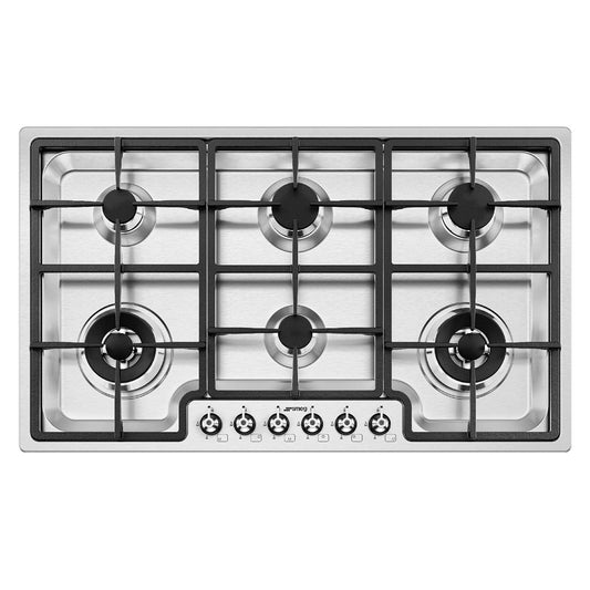 Smeg Classic 6 Burner Gas Cooktop Ultra Low Stainless Steel 90Cm