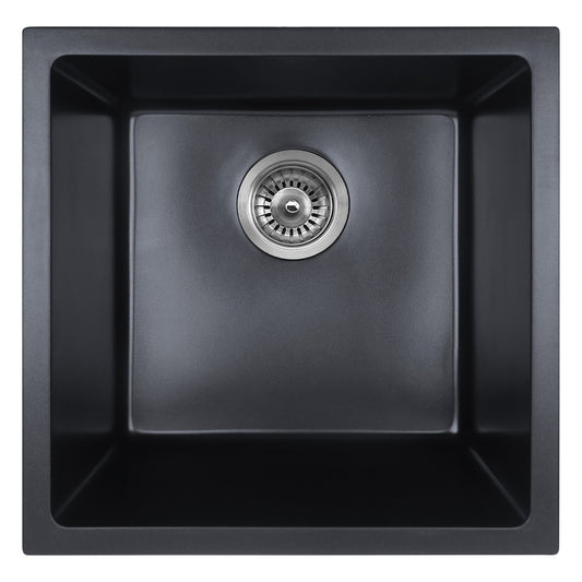 Bourne Cora Granite Single Bowl Sink Matte Black 432x432mm