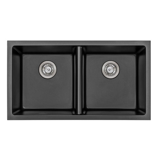 Bourne Cora Granite Double Bowl Sink Matte Black