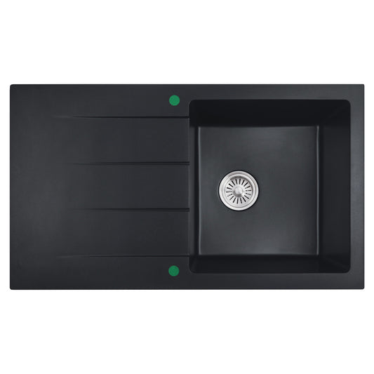 Bourne Cora Granite Sink One Bowl with Drainer Matte Black