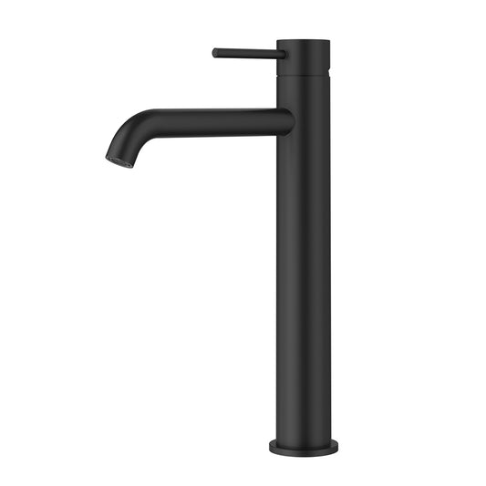 Cylindro Slimline SS Highrise Basin Mixer Curved Spout Matte Black