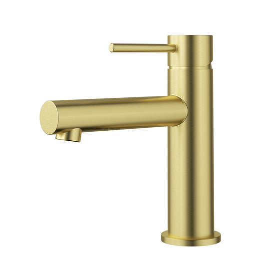 Cylindro Slimline SS Basin Mixer Brushed Gold