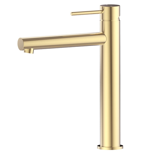 Cylindro Slimline SS Highrise Basin Mixer Brushed Gold