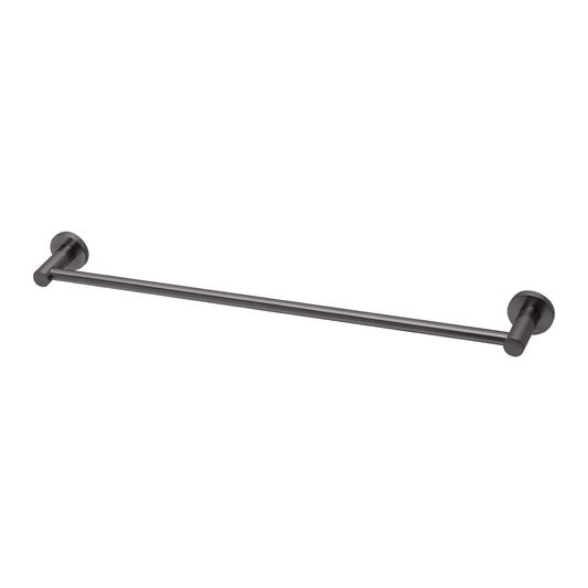 Phoenix Radii Single Towel Rail 600mm Round Plate Brushed Carbon