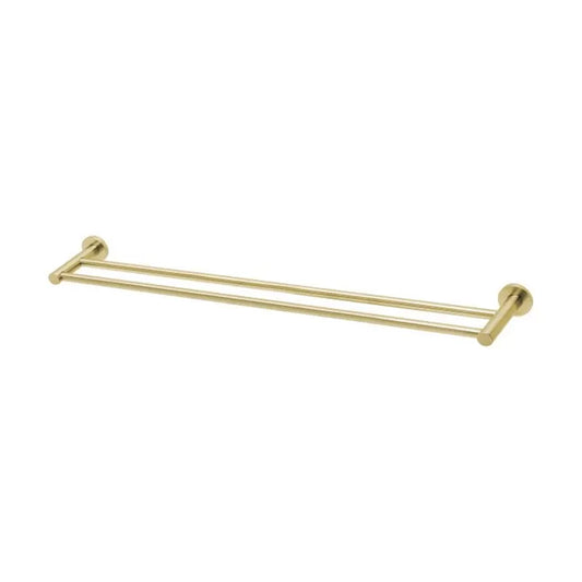 Phoenix Radii Double Towel Rail 800Mm Round Plate Brushed Gold