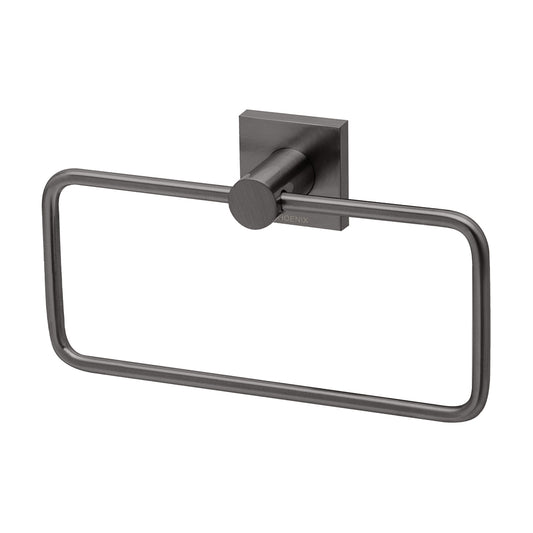 Phoenix Radii Hand Towel Holder Square Plate Brushed Carbon