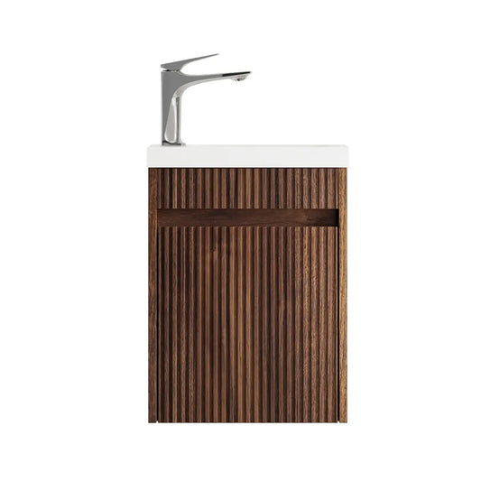 Otti Mini Ensuite Vanity 400mm Stable Walnut Fluted Vanity (with Basin)