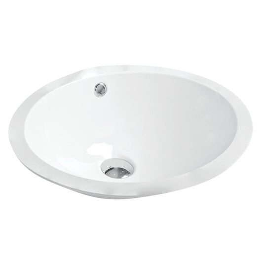 Argent Azure 465 Oval Under Counter Basin With Overflow No Tap Hole White