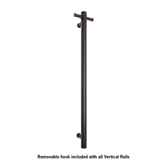 Thermorail Round Non-Heated Vertical Single Towel Rail Matte Black