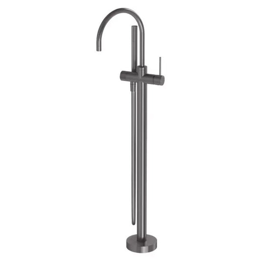 Phoenix Vivid Slimline Floor Mounted Bath Mixer With Hand Shower Brushed Carbon