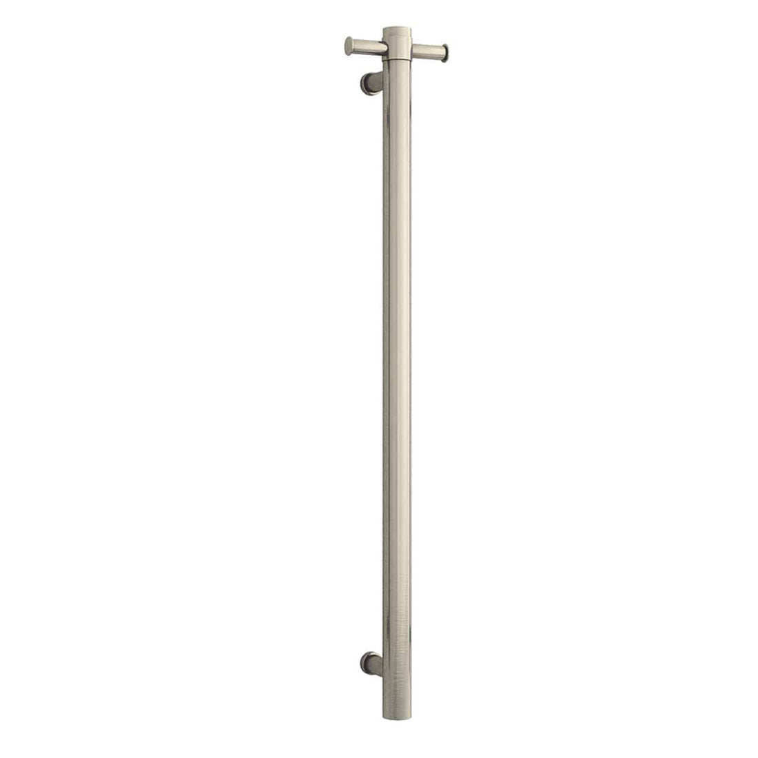 Sleek Thermorail Round Vertical Heated Towel Rail - Brushed Nickel ...