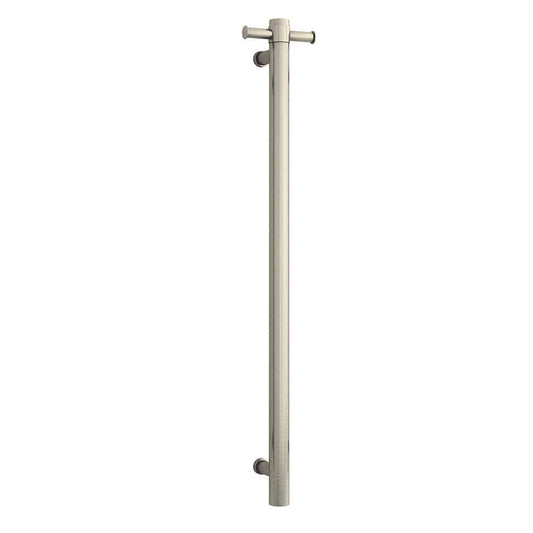 Thermorail Straight Round Vertical Single Heated Towel Rail Brushed Nickel