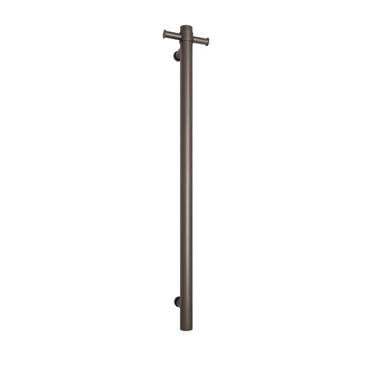 Thermorail Straight Round Vertical Single Heated Towel Rail Gun Metal
