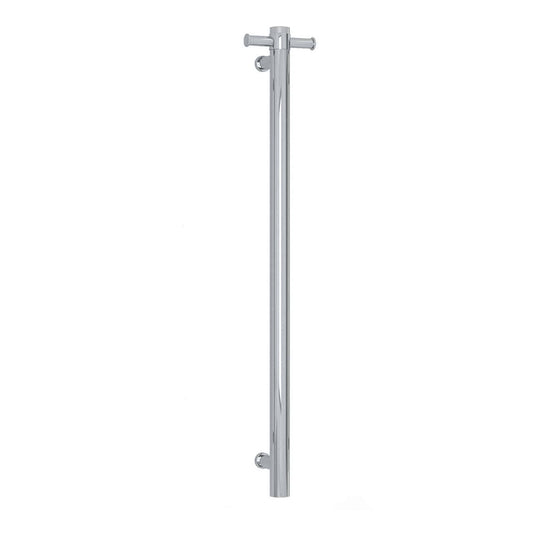 Thermorail Straight Round 12V Vertical Single Heated Towel Rail Plated to Order