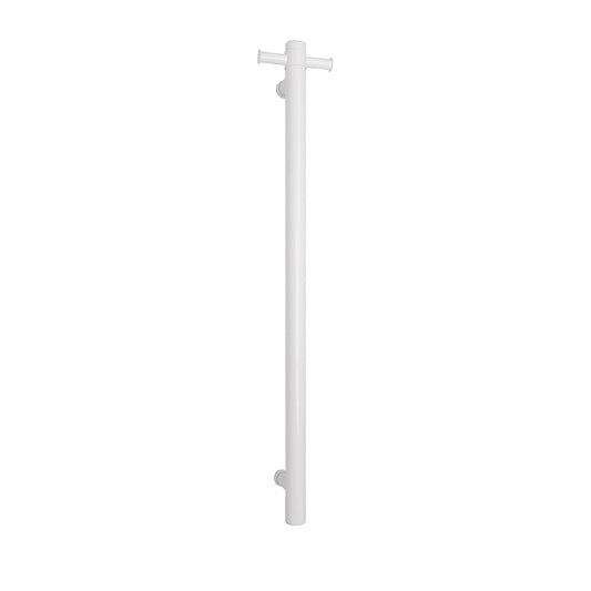 Satin White Thermorail Vertical Heated Towel Rail - Straight Round