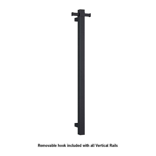 Thermorail Square Vertical Single Bar Heated Towel Rail Matte Black