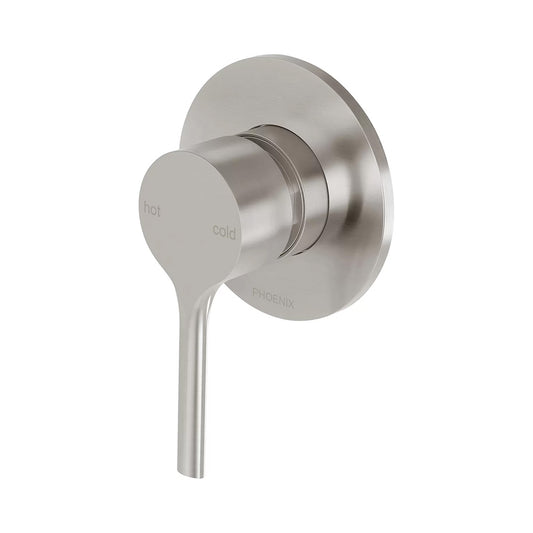 Phoenix Vivid Slimline Oval Switchmix Shower Wall Mixer Fit Off Kit Brushed Nickel