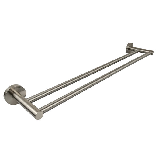 Cylindro Double Towel Rail 600mm Brushed Nickel