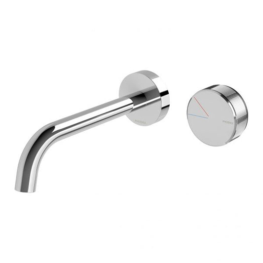Phoenix Axia Wall Basin Bath Curved Outlet Mixer Set 180Mm Chrome