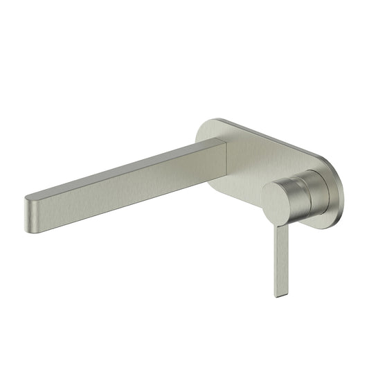 Greens Glint Wall Basin Mixer With Plate Brushed Nickel