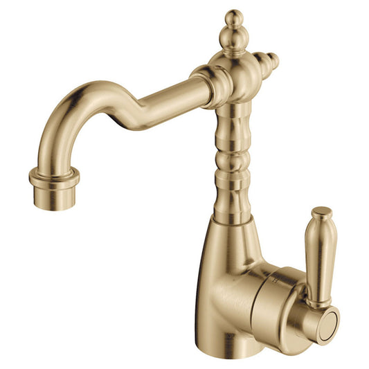 Fienza Eleanor Shepherds Crook Basin Mixer Urban Brass Urban Brass