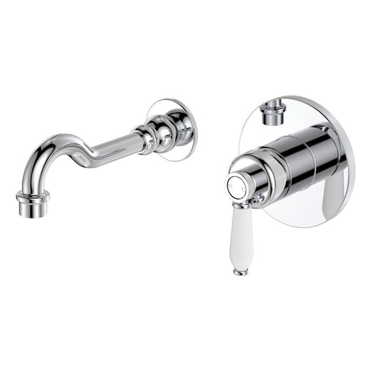 Fienza Eleanor Wall Basin Bath Mixer Set Chrome Ceramic