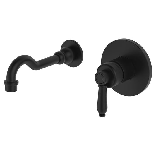 Fienza Eleanor Wall Basin Bath Mixer Set Matte Black Matte Black