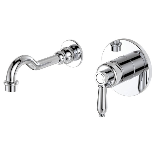 Fienza Eleanor Wall Basin Bath Mixer Set Chrome Chrome