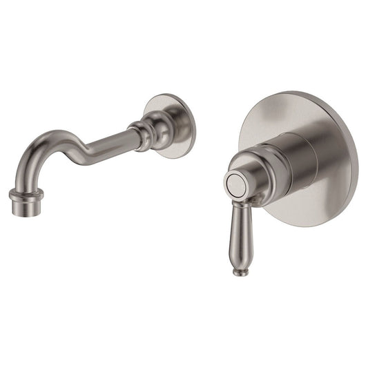 Fienza Eleanor Wall Basin Bath Mixer Set Brushed Nickel Brushed Nickel
