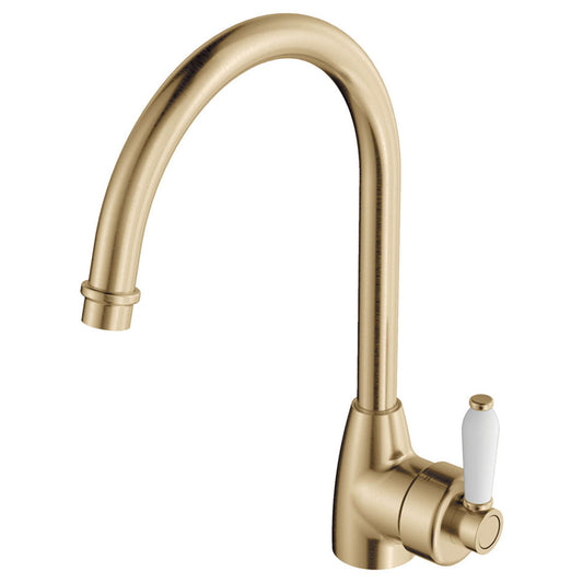 Fienza Eleanor Gooseneck Sink Mixer Urban Brass Ceramic