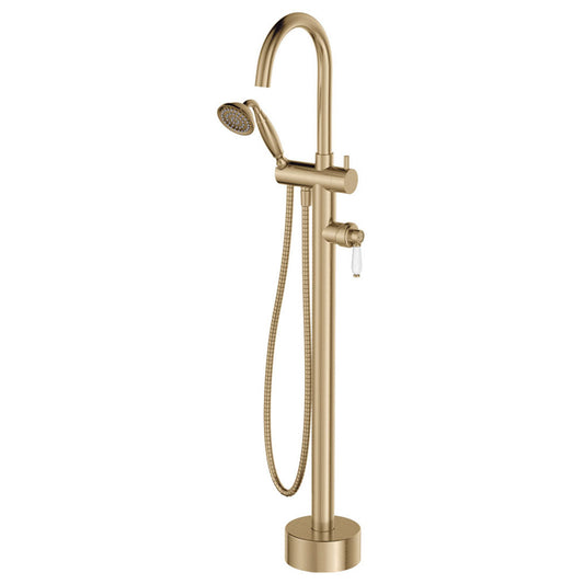 Fienza Eleanor Floor Mixer Shower Urban Brass Ceramic