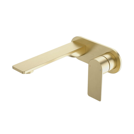 Caroma Urbane Ii 180Mm Wall Basin Bath Mixer Round Cover Plate Brushed Brass