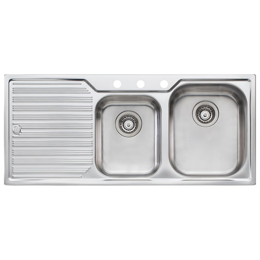 Oliveri Diaz 1 3 4 Right Hand Bowl Sink With Drainer 3 Taphole